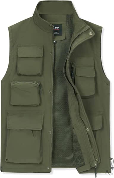 Colete masculino casual de pesca, safári, viagens, atividades ao ar livre, trabalho, fotos, coletes com vários bolsos
