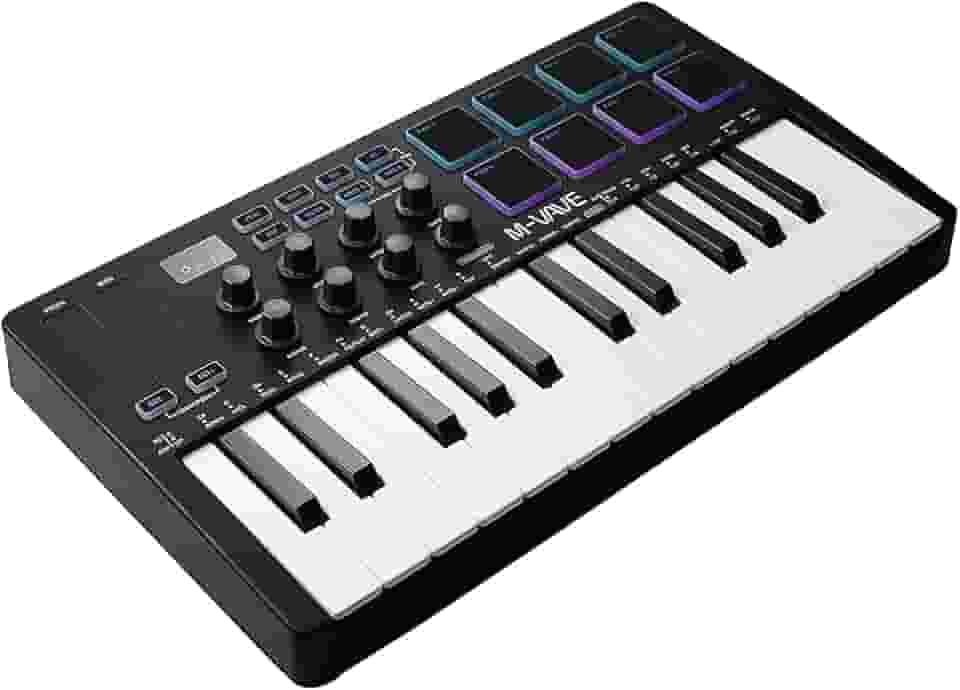 ANVAR M-VAVE Teclado MIDI SMK-25 Profissional 25 Teclas com Pads RGB, Conexão USB/BT, Compatível com Windows/Mac/iOS/Android, Ideal para Produção Musical, Home Studio e Performances Ao Vivo Controle