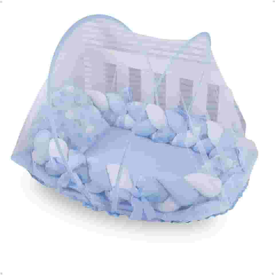 Ninho Redutor de Berço para Bebê com Mosquiteiro Várias Estampas (Estrela Lua Azul)