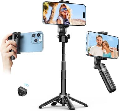 Tobeape Mini Tripé 4 em 1 para Celular com Controle Bluetooth, Bastão de Selfie Portátil com Suporte Dobrável, Sapata Fria Dupla, Ideal para Vídeos, Viagens e Vlogs - Compatível com iPhone/Android