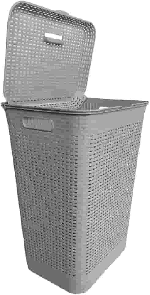 Cesto De Roupa Suja Organizador 72 Litros Lavanderia Alça E Tampa Brinquedo Quarto Multiuso Flexível (Cinza)