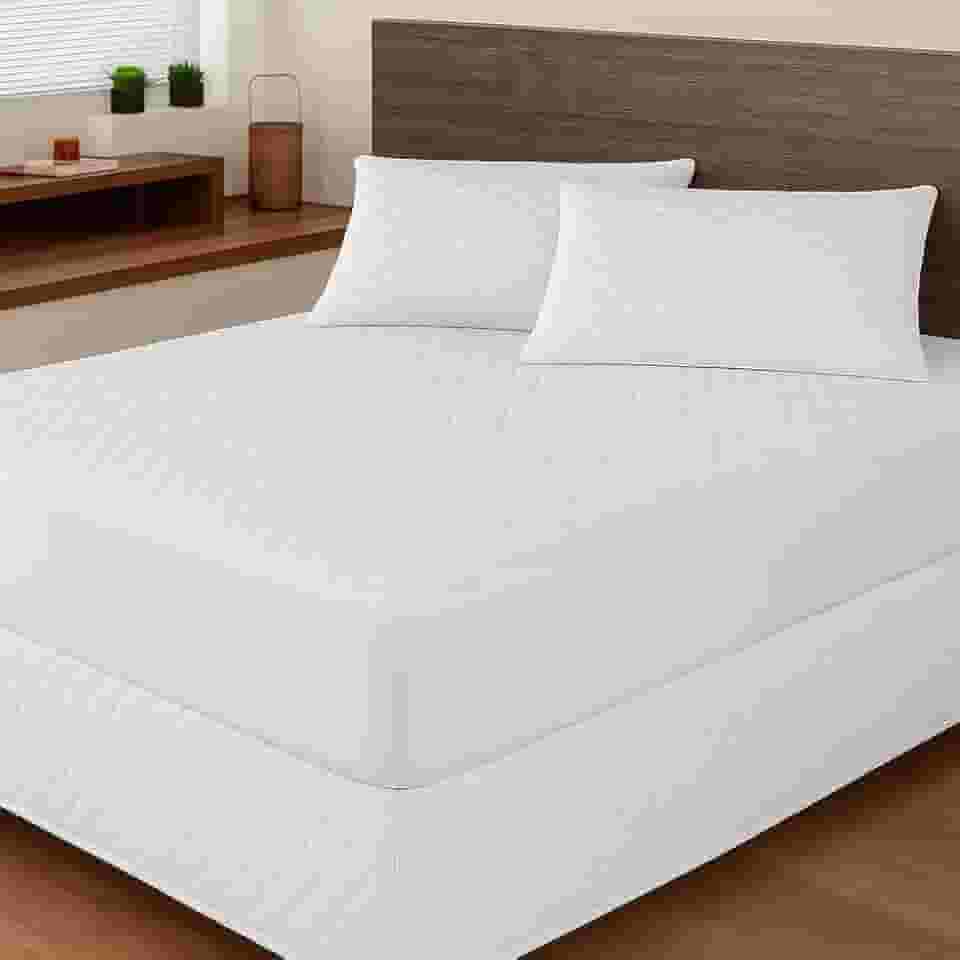 Kit Protetor Impermeável para Colchão e Travesseiro No Tamanho Solteiro, Casal, Queen, King (Branco, Solteiro)