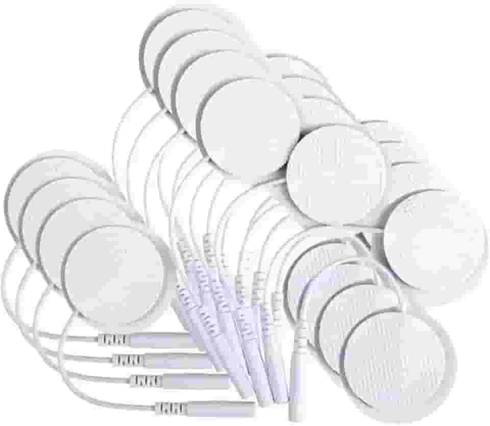 Eletrodos Adesivos Redondos, 3,2cm, Kit com 10 ou 20 Unidades, Conector 2mm, Branco (20)