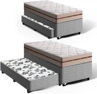 Bicama Box com Colchão de Molas Ensacadas Solteiro - Anjos - Classic Com Auxiliar Unique (Molas + Auxiliar de Molas)