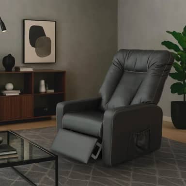 Cadeira Balanço Poltrona Do Papai Reclinavel Top Sofas Preto Corino Liso Amamentação Apoio Descanso Sala Quarto
