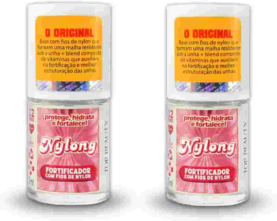 Kit 2 unidades - Base Tratamento Nylong Free - Fortificador com Fios de Nylon - 12 FREE - SOS Unhas - 7ml, Top Beauty