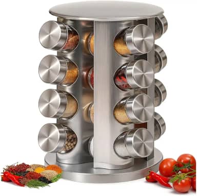 Porta Temperos Giratório Inox Vidro 16 Potes Condimentos Organizador Cozinha Moderno