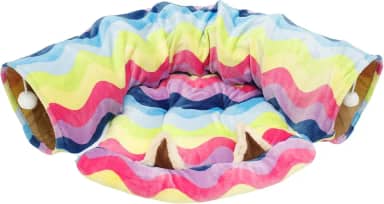 Cama de túnel 2 em 1 para gatos, cama de túnel de coelho, cama de caverna de gato Peekaboo, tubos dobráveis para gatos com tapete removível para gatos, filhotes, coelhos, furões