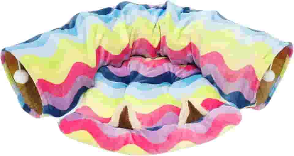 Cama de túnel 2 em 1 para gatos, cama de túnel de coelho, cama de caverna de gato Peekaboo, tubos dobráveis para gatos com tapete removível para gatos, filhotes, coelhos, furões