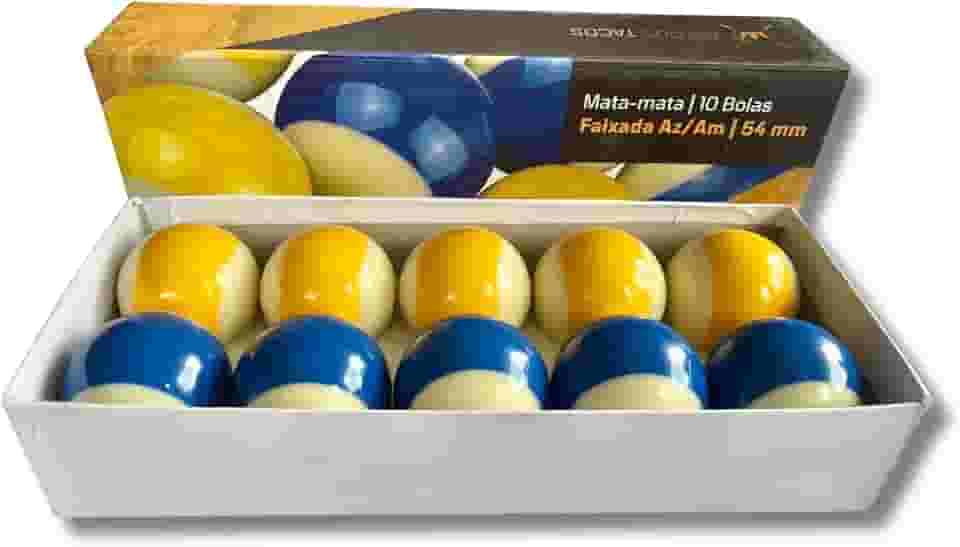 Jogo 10 Bolas Bilhar Sinuca Mata-mata 54 mm Faixa Am/Az RDT