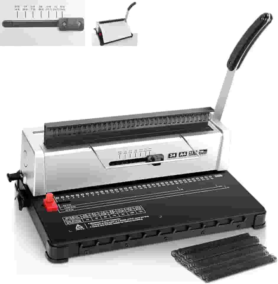 34 Furos Design ajustável Máquina de Encadernação, Encadernadora, Encadernadora Perfuradora, Encadernadora Perfuradora para Espiral, Encadernadora Perfuradora Manual, Suporte para Papel A4 E A5