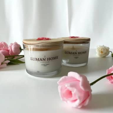 Kit 2 Velas Aromáticas, Capim Limão, Baunilha, Lavanda, Flor de Figo, Decoração, Aroma, Cera de Coco, Vegetal, 100g Cada (Capim limão, Lavanda)