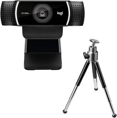 Webcam Full HD Logitech C922 Pro Stream com Microfone Embutido para Chamadas e Gravações em Video 1080p e Tripé Incluso - Compatível com Logitech Capture