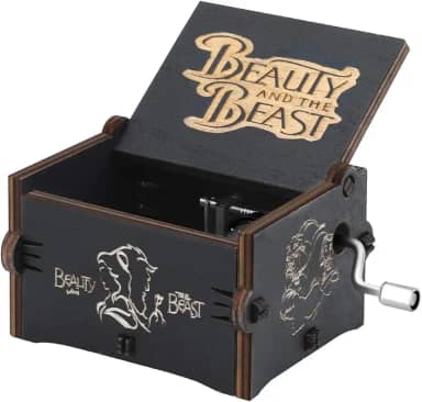 Hefonti Caixa de música A Bela e a Fera, aniversário, Dia das Mães, presente romântico de Natal para namorada, esposa, namorado, caixa musical de madeira com manivela