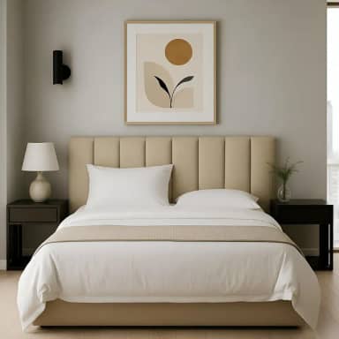 Cabeceira Cama Box Casal 7 Módulos Estofada Modular, 60x20 cm. (Bege)