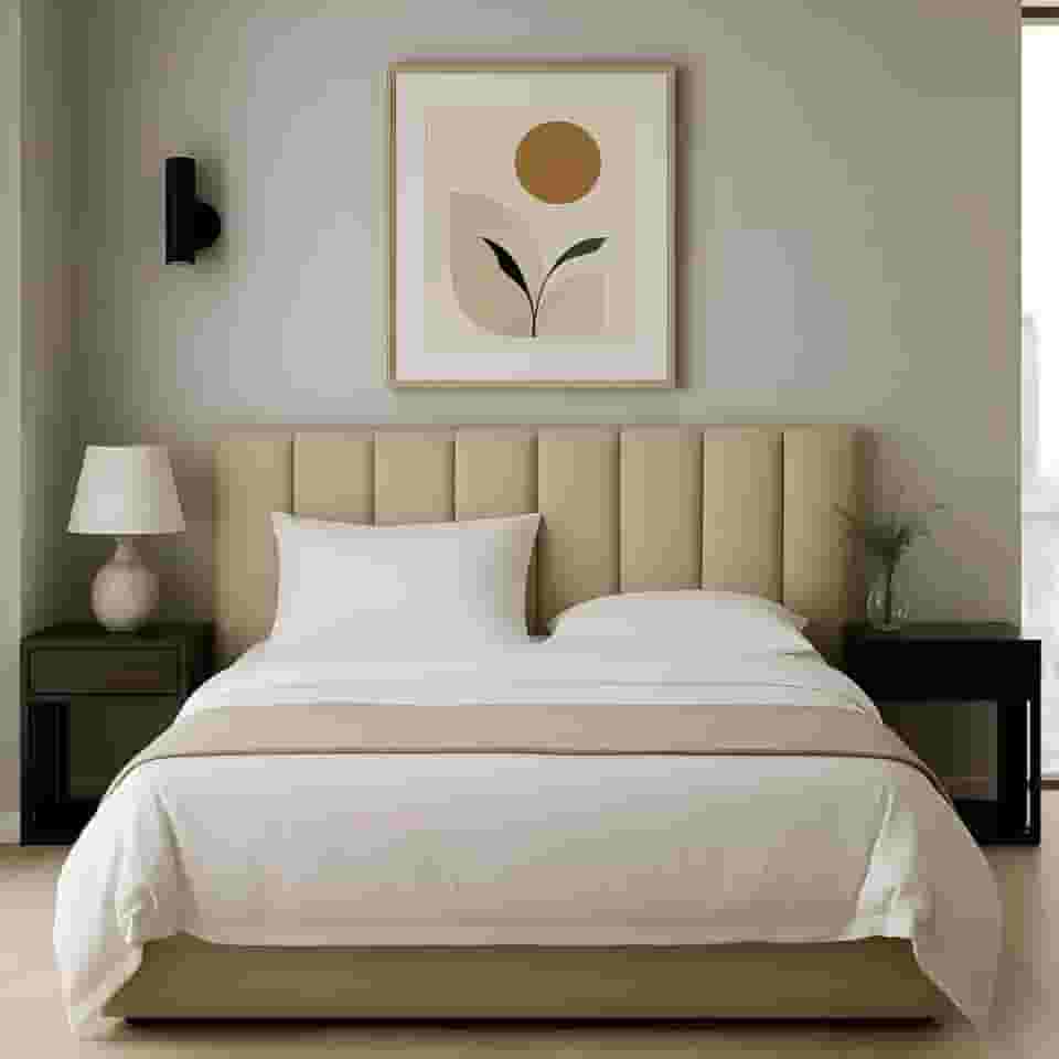 Cabeceira Cama Box Casal 7 Módulos Estofada Modular, 60x20 cm. (Bege)