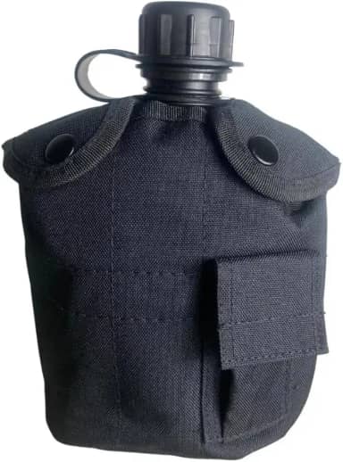 Cantil Tatico Militar Com Caneca De Aluminio E Capa Multicor (Preto)