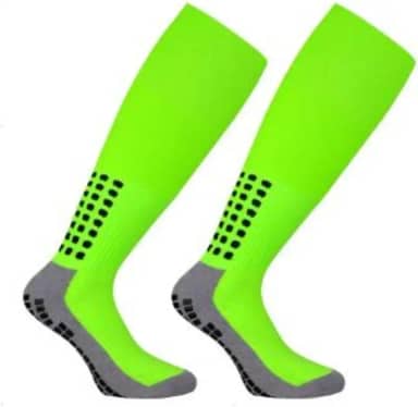 Meião de Futebol Profissional, Verde Neon, Antiderrapante, Cano Alto, Tamanho 36-43