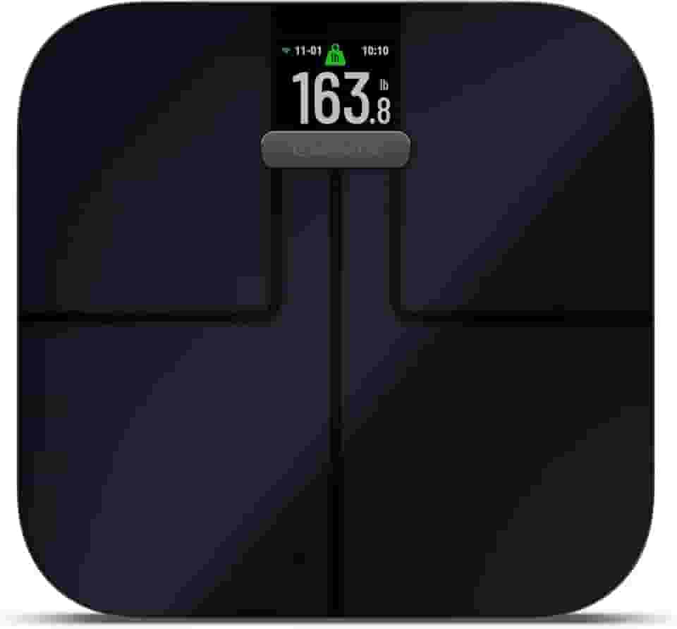 Garmin Índice S2, balança inteligente com conectividade sem fio, medida de gordura corporal, músculo, massa óssea,% de água corporal e mais, preto (010-02294-02)