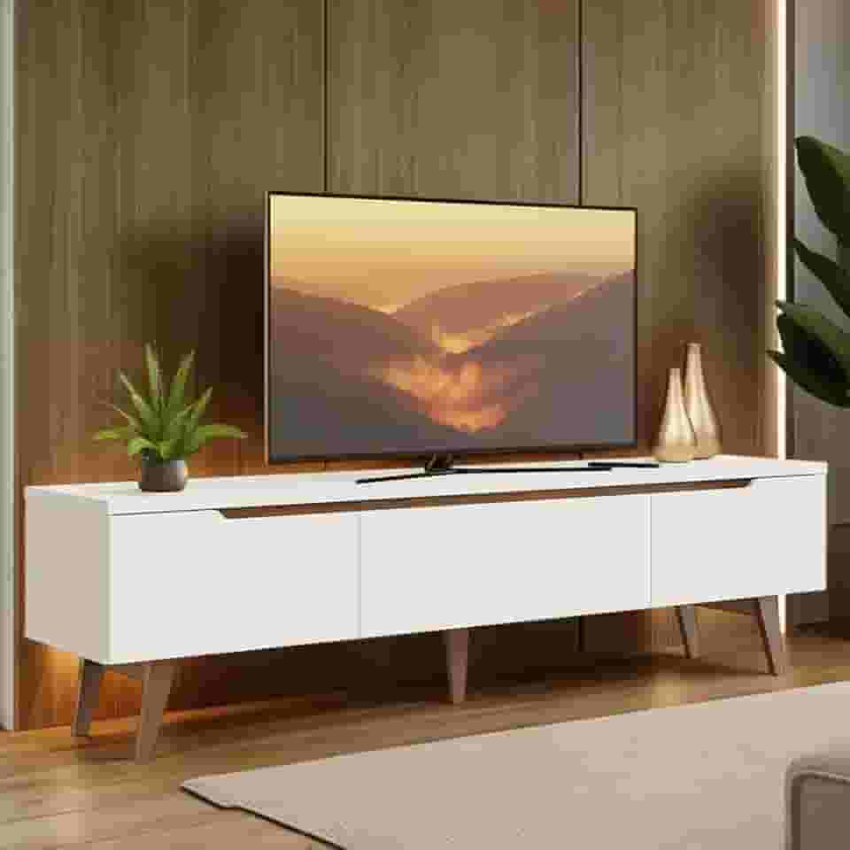 Rack para Tv até 75 Polegadas Madesa Brest 2 Portas 1 Gaveta Branco