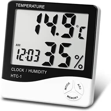 Termômetro e Higrômetro Digital, Medidor de Temperatura e Umidade com Relógio e Alarme, Visor LCD