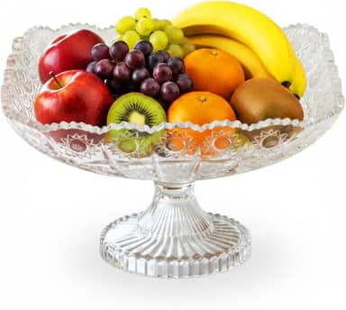 Fruteira Elegante De Vidro Quadrado Resistente Centro De Mesa Decorativo Com Pé Luxo
