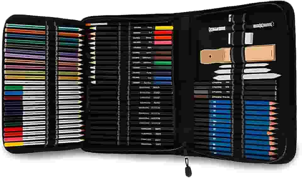Conjunto De Lápis Arte Profissional Com 72 Peças, Kit De Esboços Para Caderno De Desenho, Aquarela, Grafite, Metal, Lápis Para Artistas Iniciantes Adultos Crianças Adolescentes Linha Super Premium