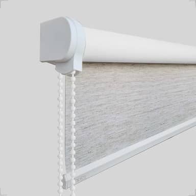 Cortina Persiana Rolo Blackout SOB MEDIDA Para Quartos, Salas e Escritórios (SEM BANDÔ) (Linho Mesclado - Acabamento Branco, 1,30 (lar) x 1,40 (alt))