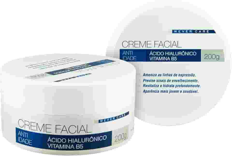Wever Care Creme Facial Anti-Idade com Ácido Hialurônico e Vitamina B5, Hidratante Facial, 200g