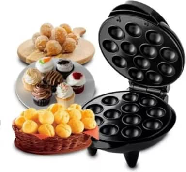 Máquina de Cake Pop Antiaderente 12 Bolinhos – (110V ou 200V) Prepare Bolinhos, Pão de Queijo e Cake Pops com Facilidade e Rapidez – 1000W, Design Compacto, Trava de Segurança e Luz Indicadora (220V)