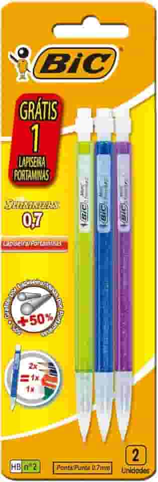 Lapiseira BIC Shimmers 0,7mm, Corpo Colorido Brilhante, Borracha na Ponta, Multicor, Embalagem Leve 3 Pague 2, 891945