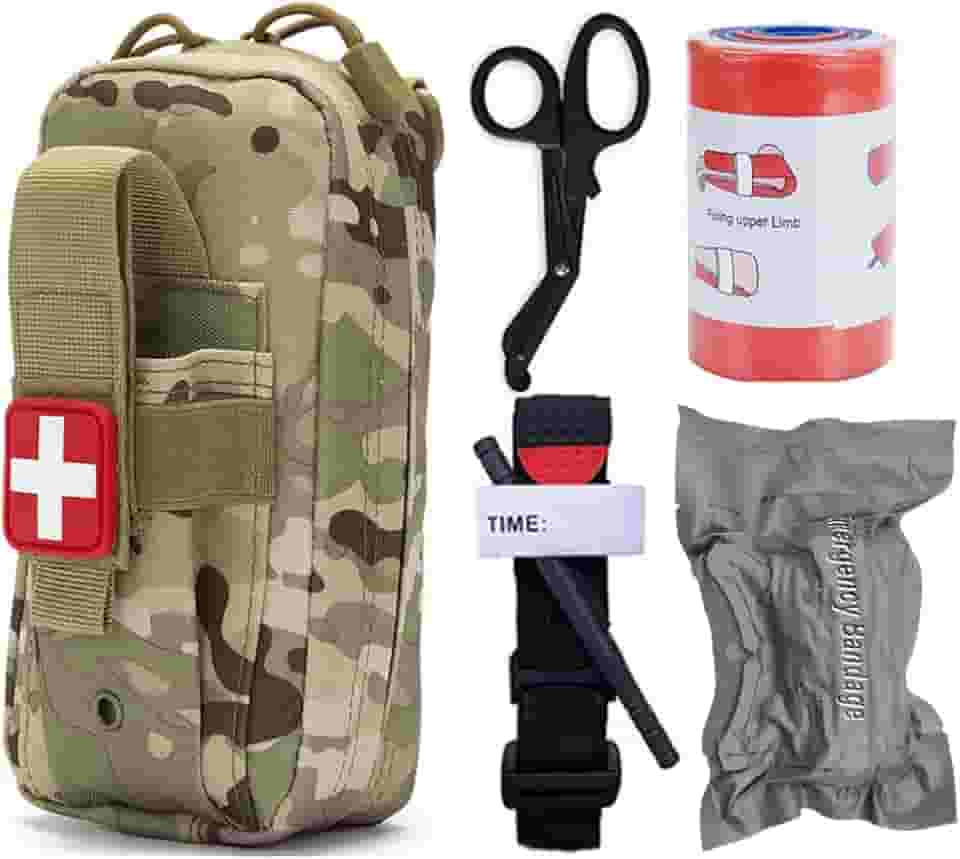 Kit de primeiros socorros de sobrevivência IFAK EMT Molle Pouch Kit de sobrevivência equipamentos ao ar livre Kits de emergência bolsa de trauma para acampamento, barco, caça, caminhadas, casa, carro (C: C)
