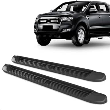 Par Estribo Lateral Injetado Ranger Cabine Dupla 2013 A 2023 Kit Fixação Incluso