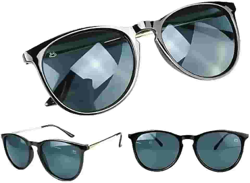 Óculos sol feminino redondo preto vintage + case qualidade premium exclusivo moda estiloso casual