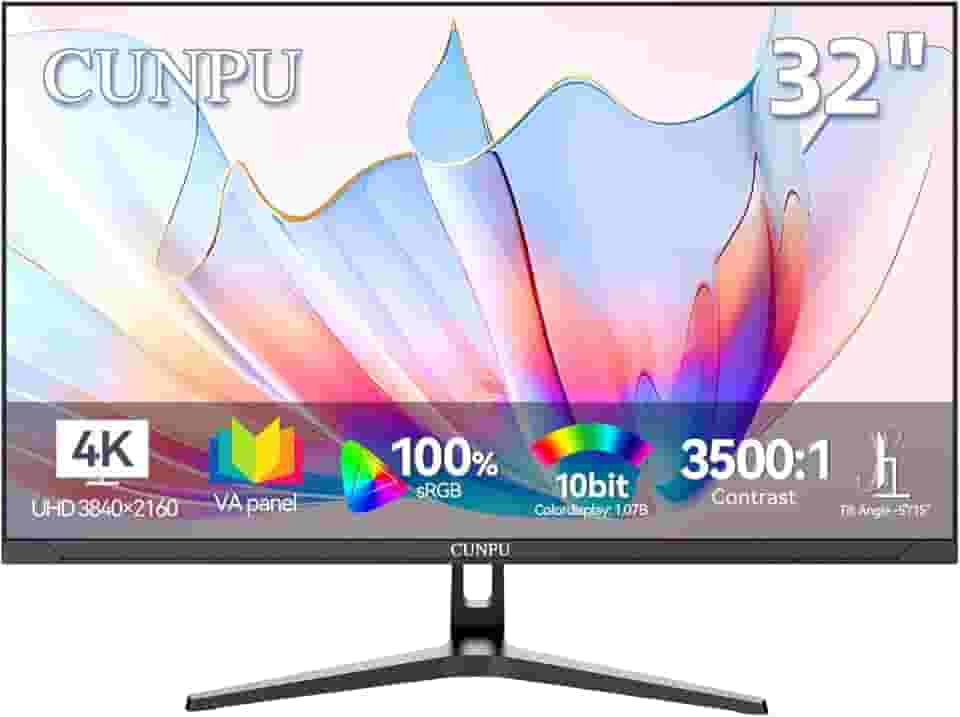 Monitor de computador 4K UHD de 32 polegadas (3840 x 2160), painel VA, sRGB 100%, cor 1,07B, proporção de contraste 3500:1, VESA 75 x 75 mm, PIP/PBP, HDMI, porta de exibição, cuidados com os
