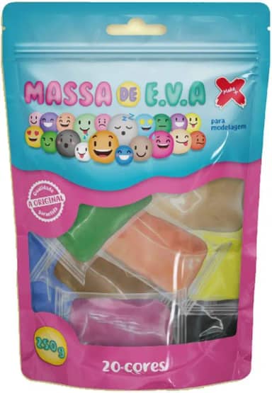 Massa De Eva 20 Cores Total 250g - Pacote Com 20, Make+