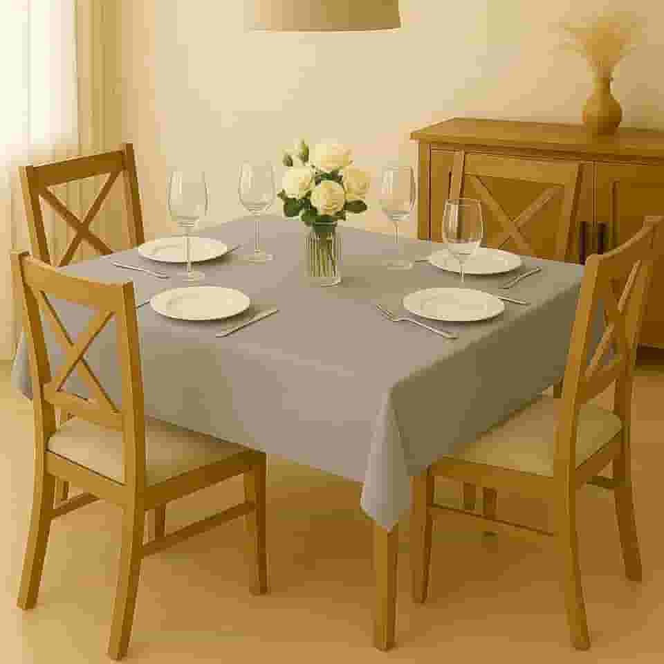 Toalha de Mesa Quadrada 4 Lugares Lisa 1,40m x 1,40m (Cinza)