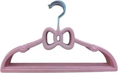 Kit 10 Cabides Infantis Aveludados com Detalhe Lacinho cor Rosa Claro