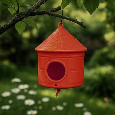 Casinha Ninho Para Passarinho Com Poleiro P/Pássaro Jardim Laranja