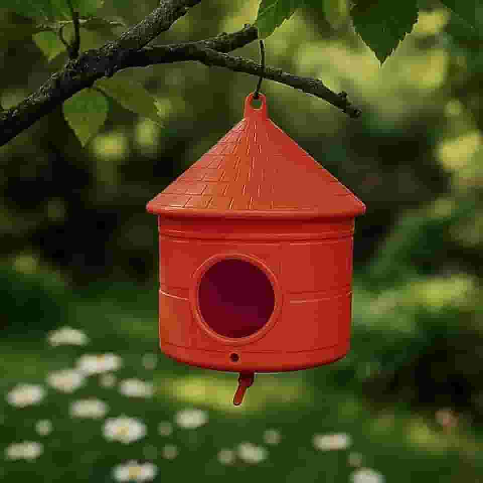 Casinha Ninho Para Passarinho Com Poleiro P/Pássaro Jardim Laranja