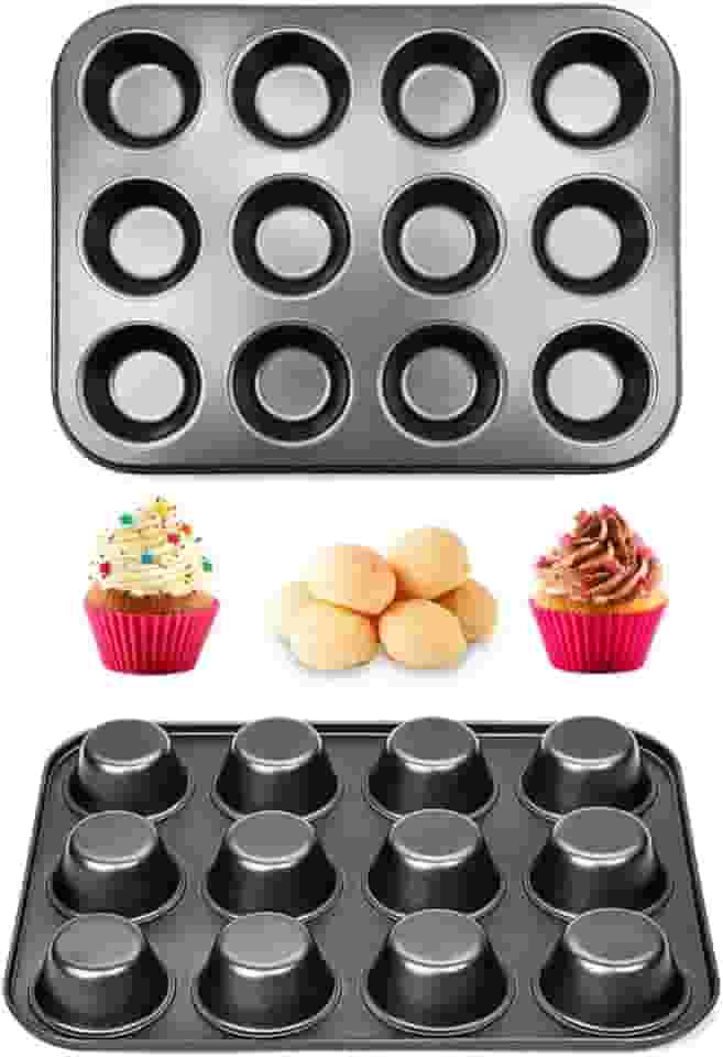 Kit 2 Forma Assadeira Cupcake 12 Cavidades Antiaderente Pão De Queijo Petit Gateau Muffin Premium Jrdecora