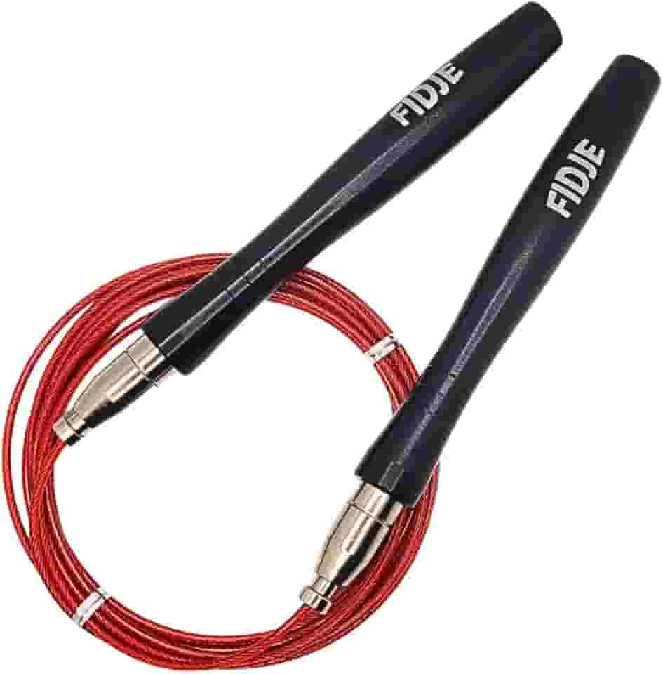 Corda de Pular Speed Rope Profissional para Double e Triple Under com Rolamentos e Cabo de Aço, 2 Cabos Inclusos, Ajuste Comprimento em Segundos com Autotravamento, Manoplas Anatômicas Alumínio, Fidje Sports