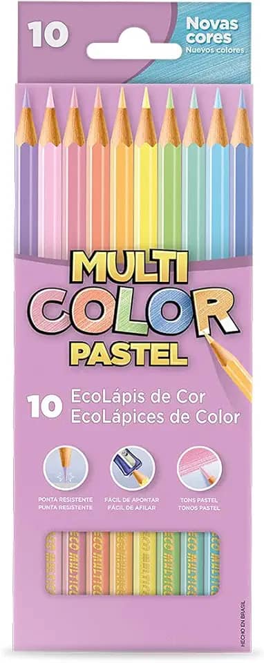 EcoLápis de Cor Multicolor, Tons Pastel, 11.1000NP, Estojo com 10 Cores