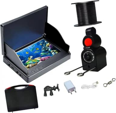 Deevoka Câmera de pesca subaquática Fish Finders, ferramentas de pesca com cabo, LCD portátil e estável à prova d'água para esportes aquáticos no