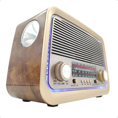 Rádio AM FM Retrô Vintage Portátil Bluetooth Bateria Recarregável Bivolt 110v 220v AD-3199 Antigo a Tomada e Pilha com Lanterna Univerza (Marrom-claro)