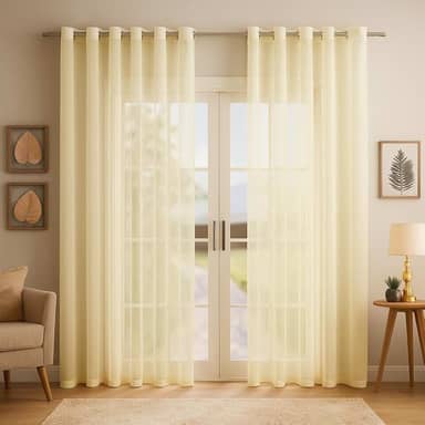 Cortina de Voil Liso - 2,80m x 1,70alt. - Decoração Quarto e Sala (Palha)