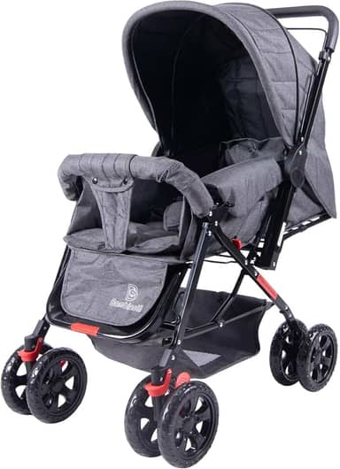 Carrinho Bebê Passeio Tipo Berço Multifuncional Preto Mescla Bambinelli