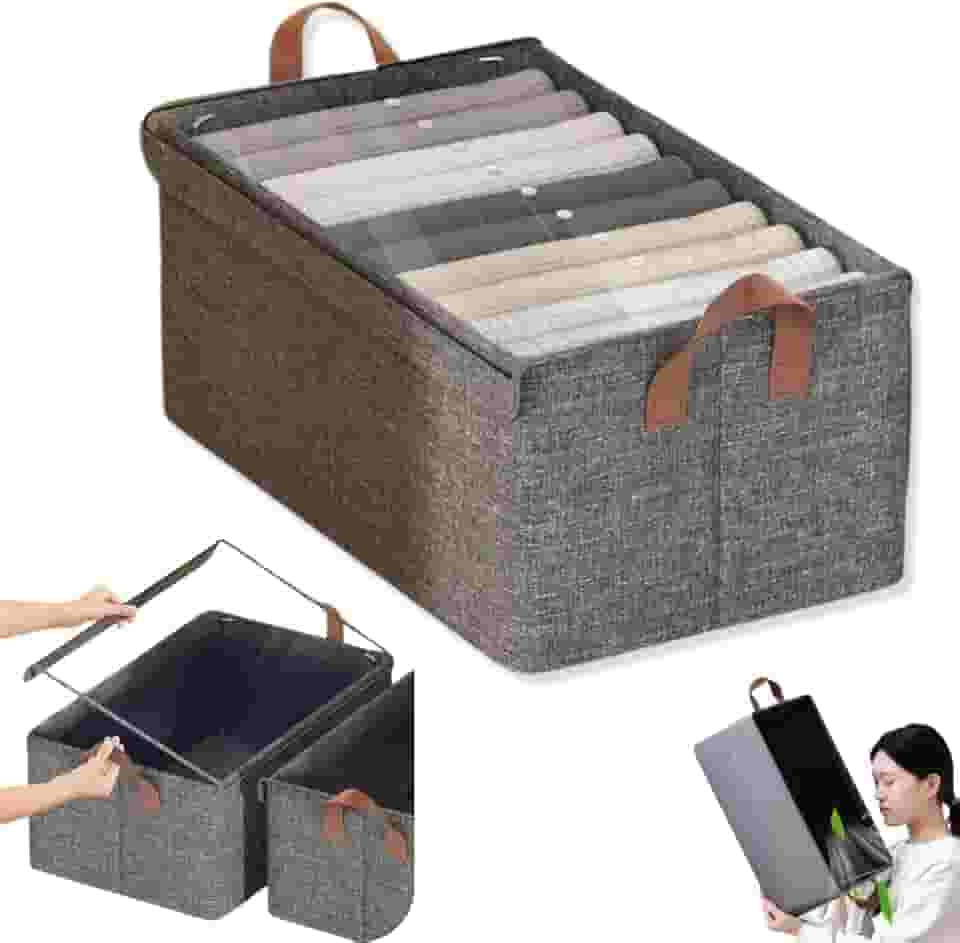 Kit C/2 Caixa Organizadora Com Tampa Transparente e Alças | Dobrável, Reforçada, Multiuso e Fácil de Limpar | Ideal para Closet, Guarda-Roupa e Lavanderia | Marca Bigzu®