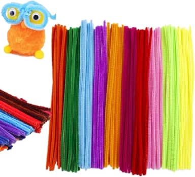100 limpadores de cachimbo, hastes de chenille de 10 cores, 6 mm x 30 cm, adequado para artes, projetos de artesanato ou decorações