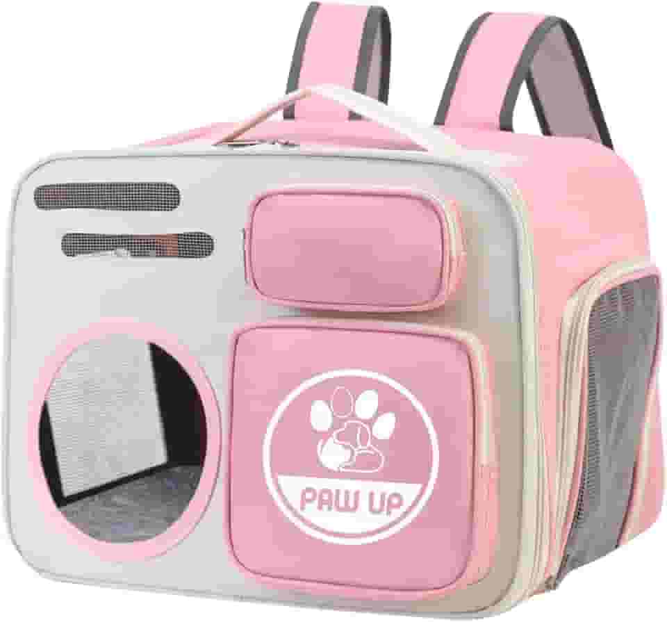 Bolsa Transporte Pet para Gatos 40x30x26 cm,Mochila em Tecido Oxford Respirável e Resistente, Espaçosa, com Ventilação, Alças Ergonômicas e Bolso Externo, Ideal para Viagens e Passeios (Rosa)